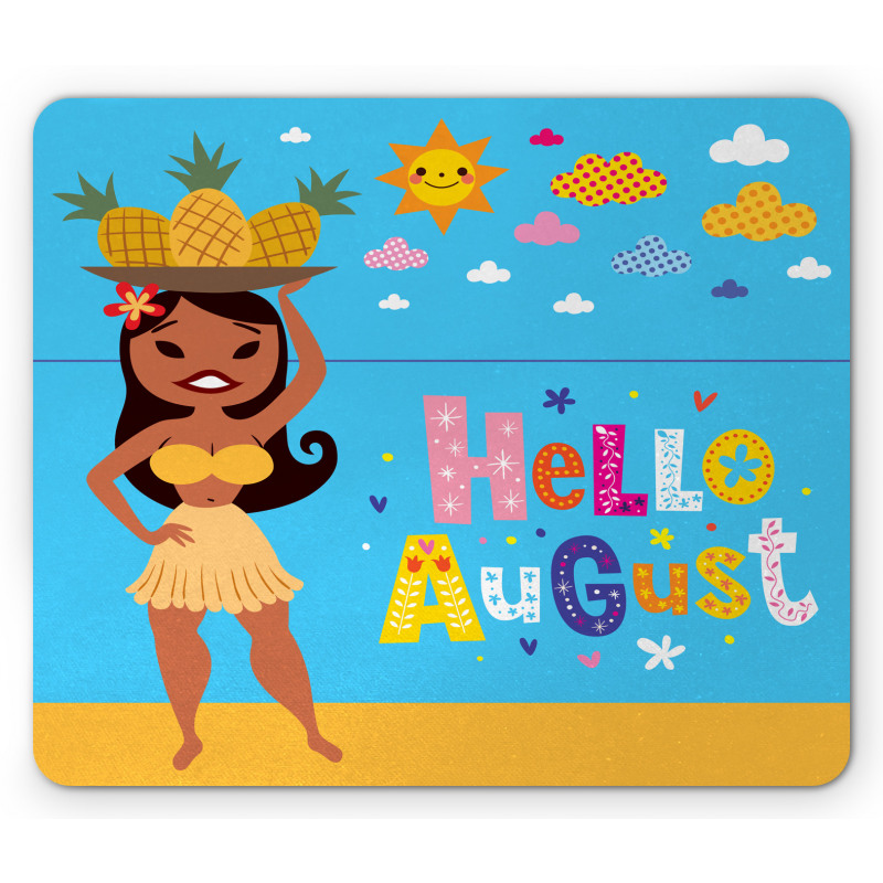 Hello August Text Sun Mouse Pad