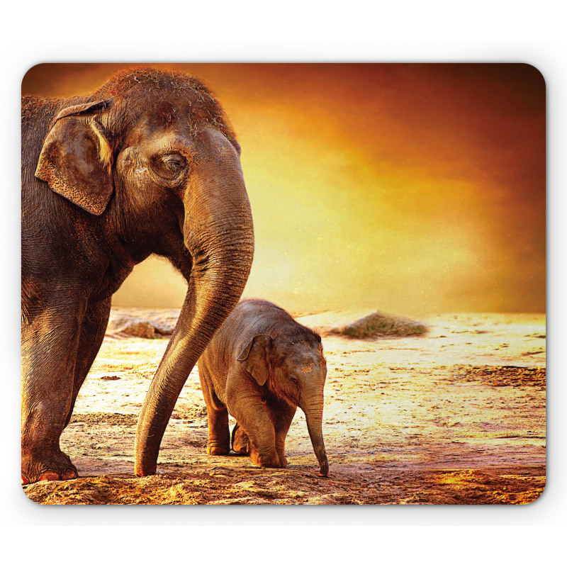 Mother Baby Elephant Family Mouse Pad