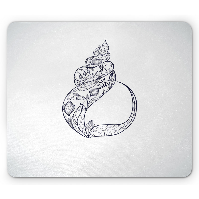 Floral Ornamental Seashell Mouse Pad