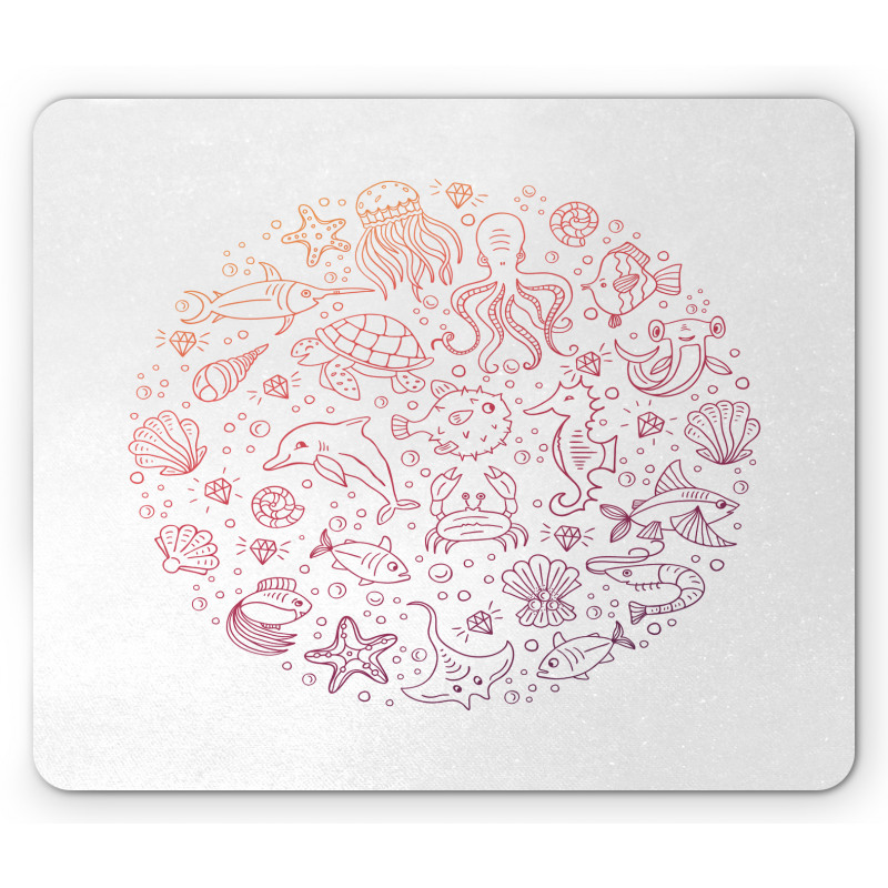 Round Order Sea Animals Mouse Pad