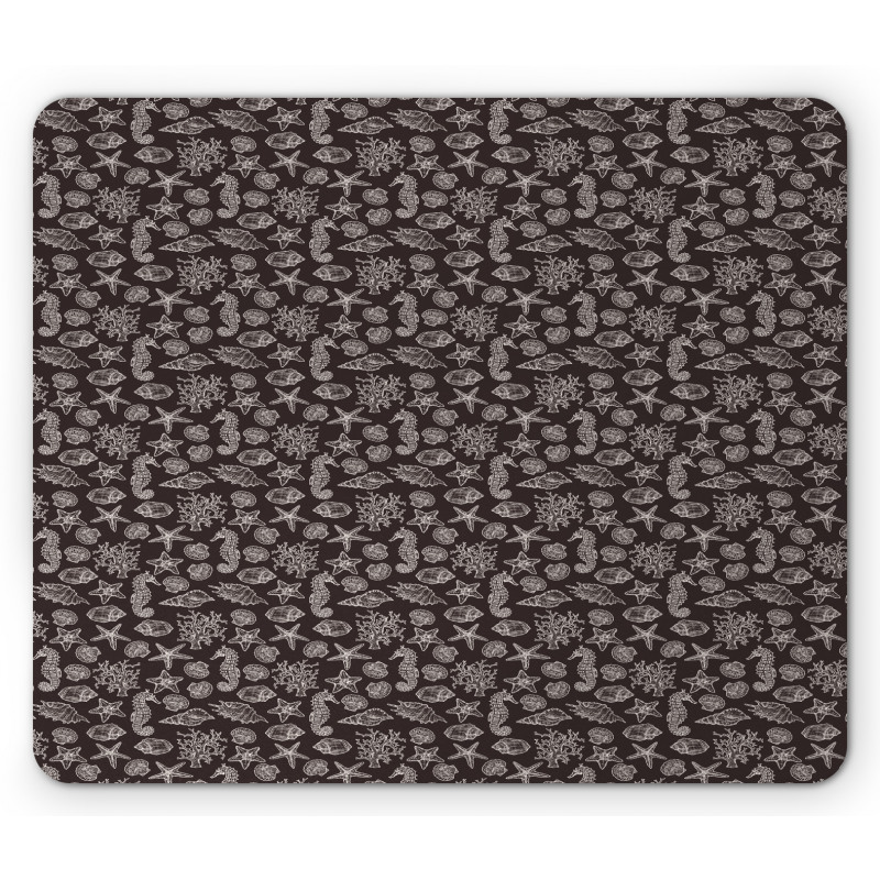 Vintage Style Sea Animals Mouse Pad