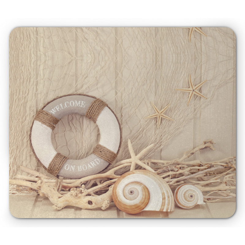 Life Buoy Wooden Sepia Mouse Pad