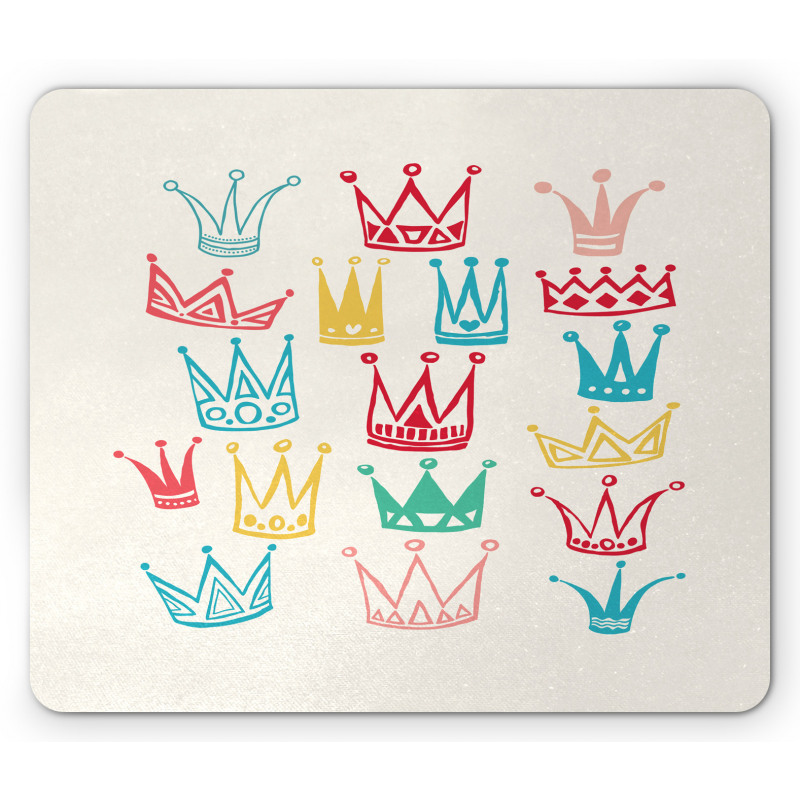 Cartoonish Colorful Crowns Mouse Pad