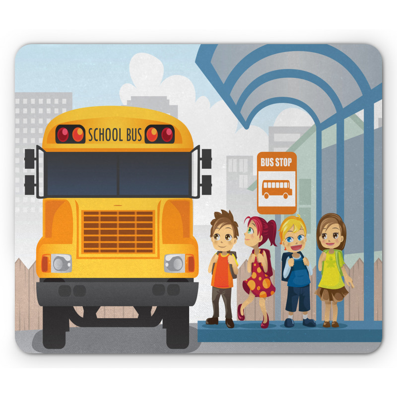 Little Ones at Bus Stop Mouse Pad