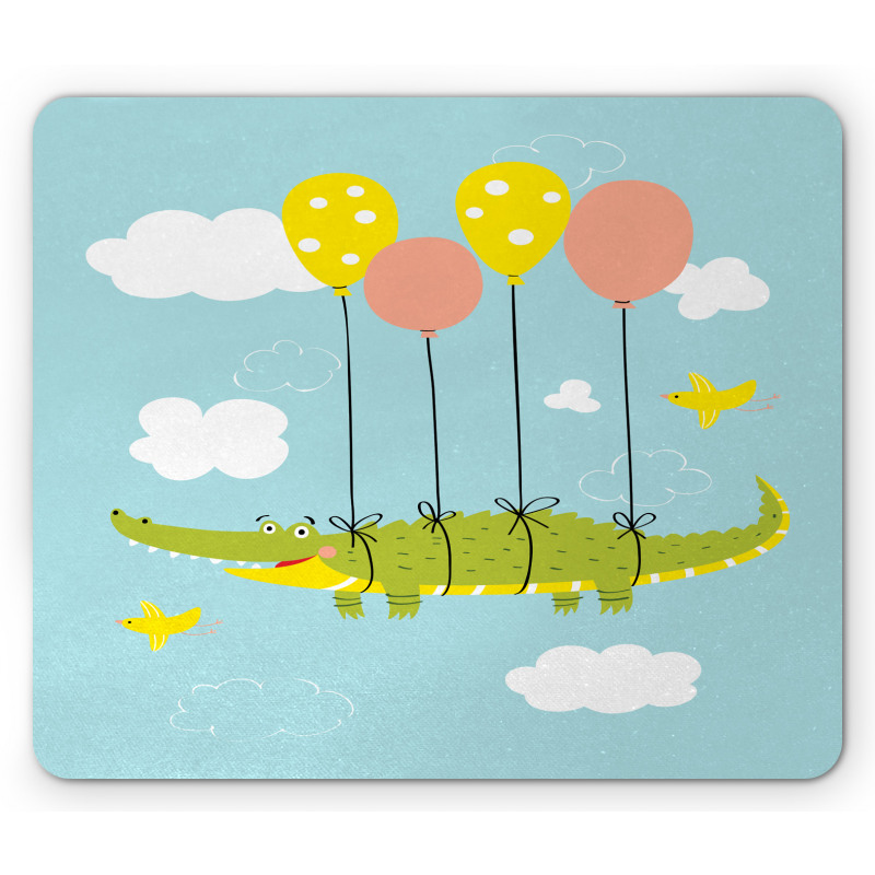 Flying Crocodile with Balloon Mouse Pad