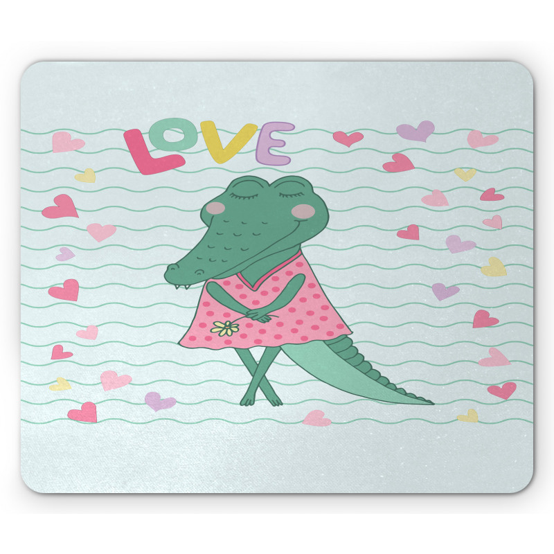 Female Crocodile with Love Mouse Pad