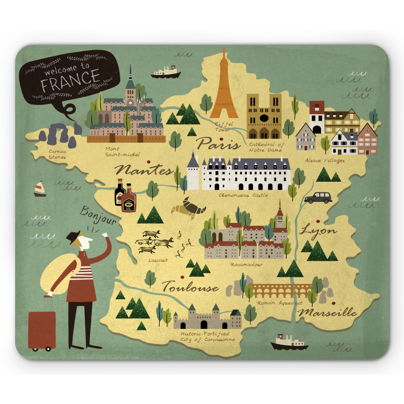 Travel Landmarks Map Doodle Mouse Pad