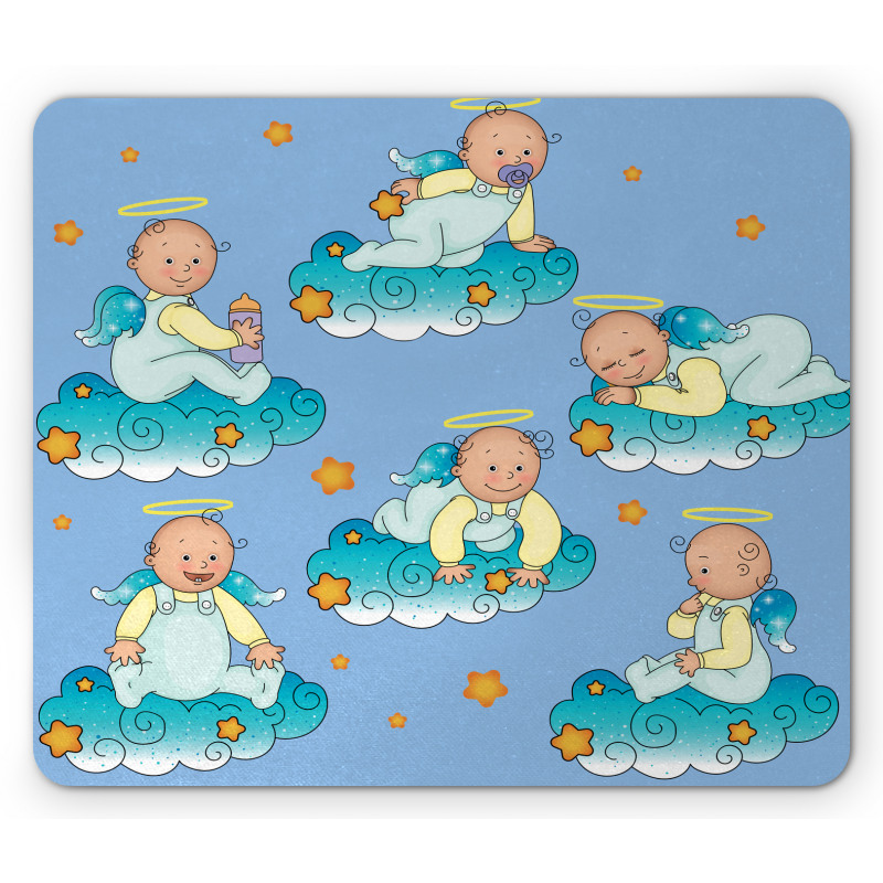 Babies on Clouds in Cartoon Mouse Pad