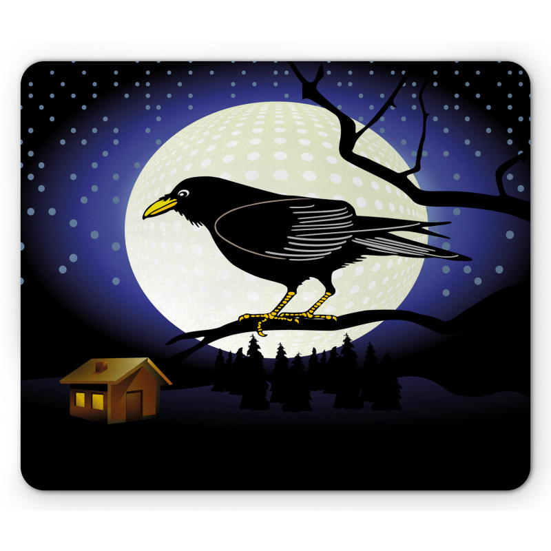 Full Moon Night Bird Mouse Pad