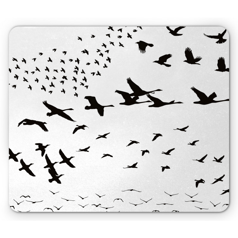 Monochrome Flying Birds Mouse Pad