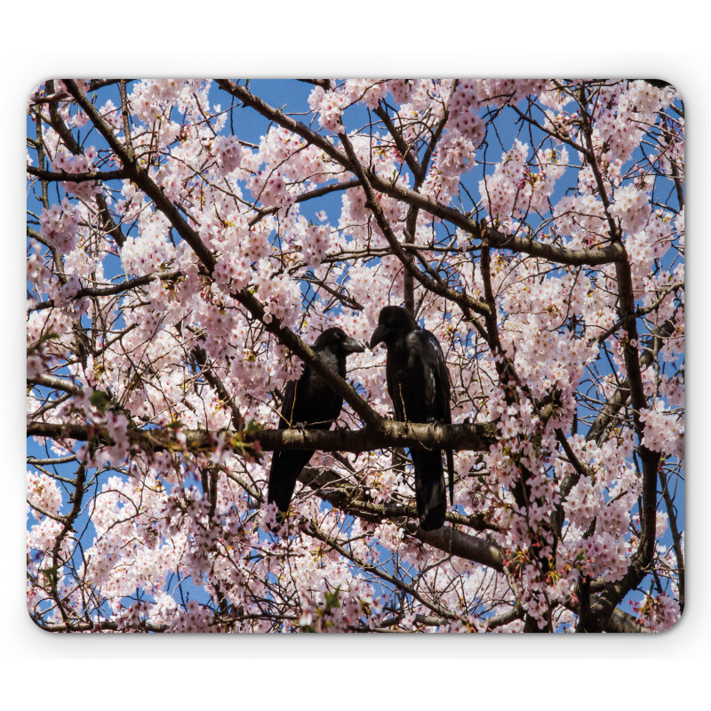 Birds on Sakura Tree Mouse Pad