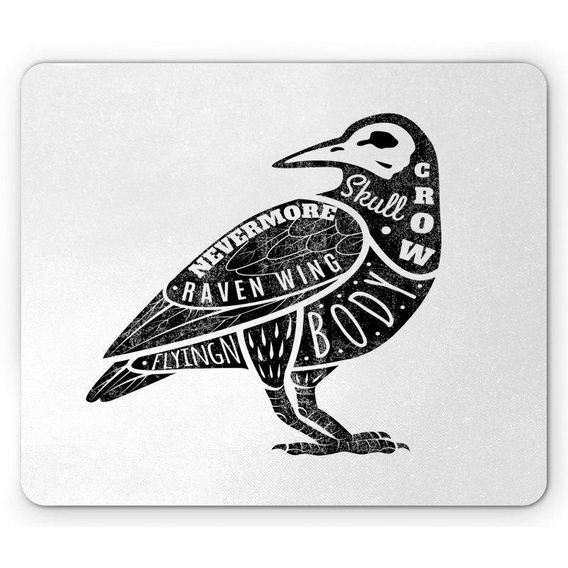 Gothic Bird Font Pattern Mouse Pad