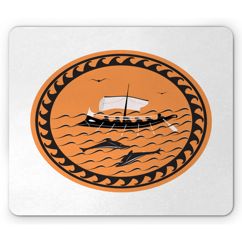 Greek Ship on Waves Mouse Pad