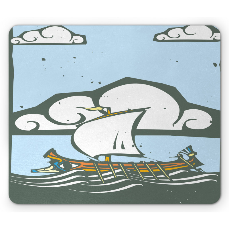 Greek Galley with Oars Sail Mouse Pad