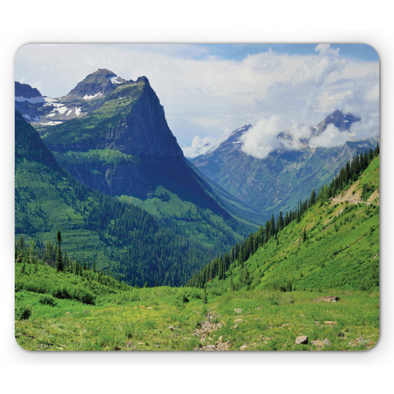 Summer Cloudy Peaks and Grass Mouse Pad