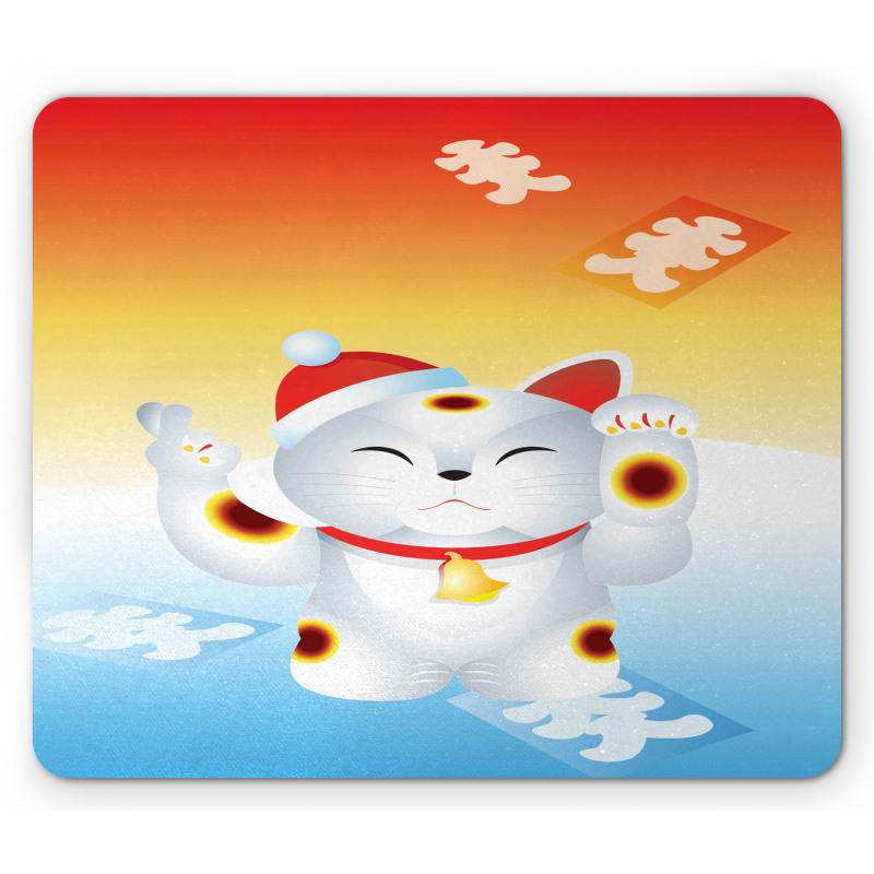 New Year Santa Cat Mouse Pad