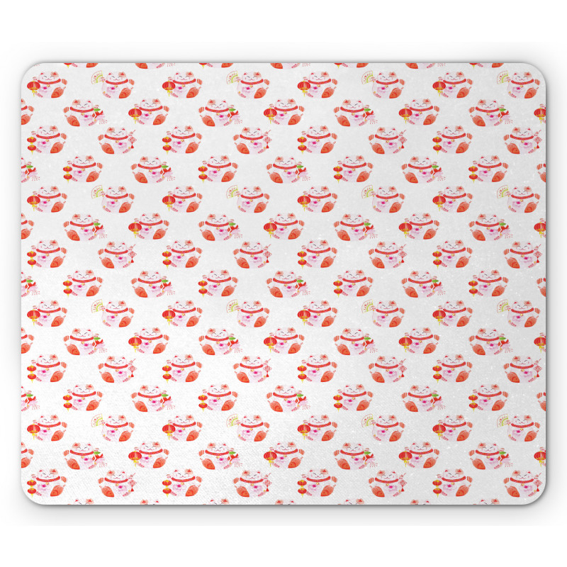 Watercolor Maneki Neko Mouse Pad