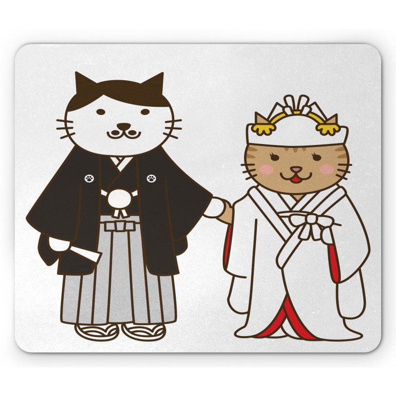 Bride and Groom Cats Mouse Pad