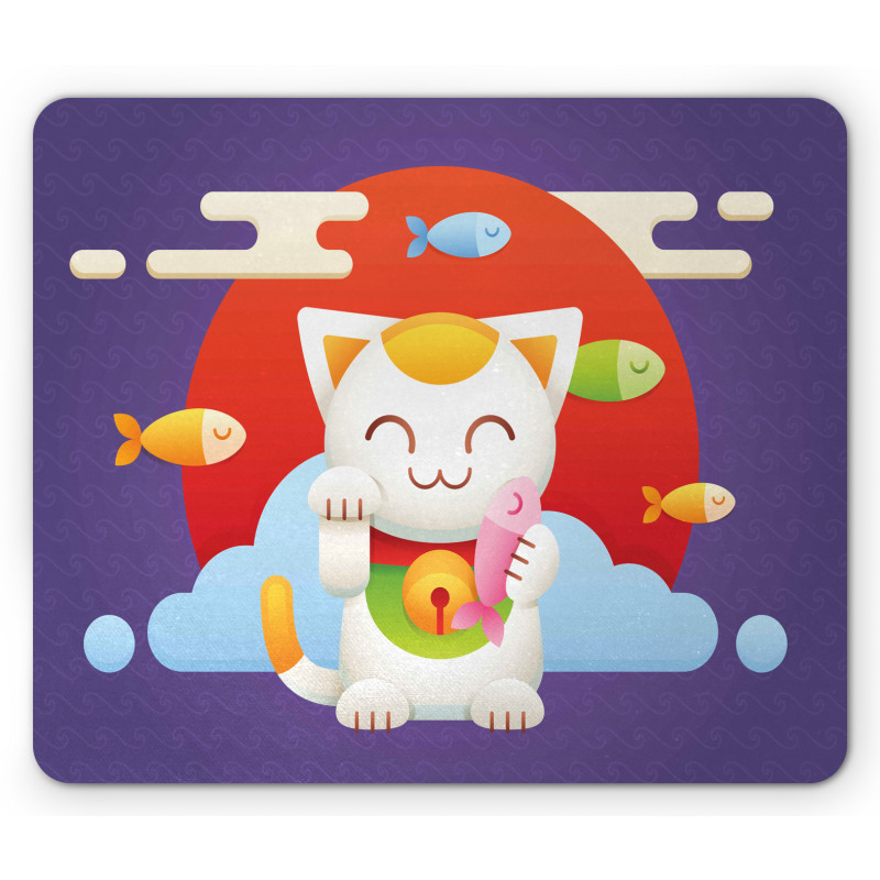 Maneki Neko Coins Fish Mouse Pad