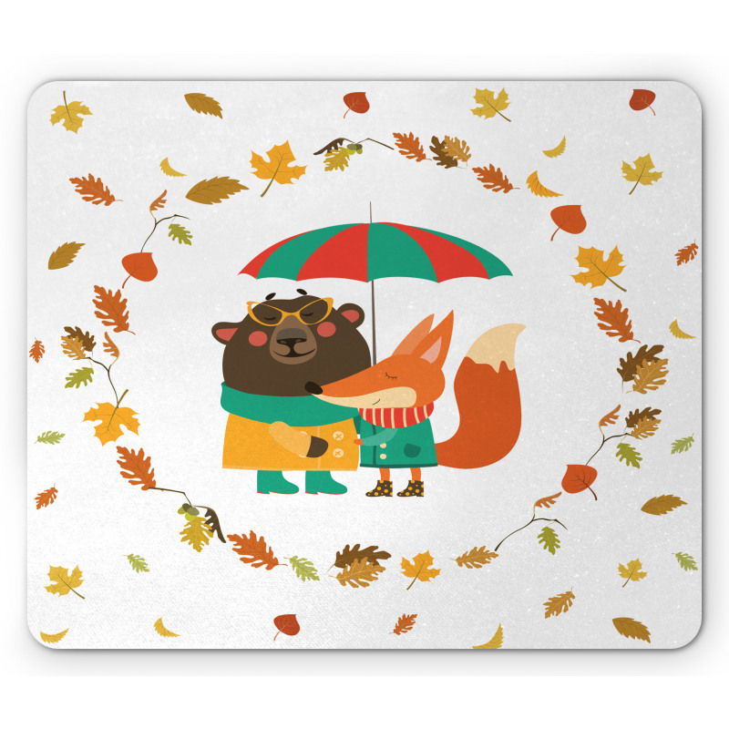 Autumn Fox and Bear Mouse Pad