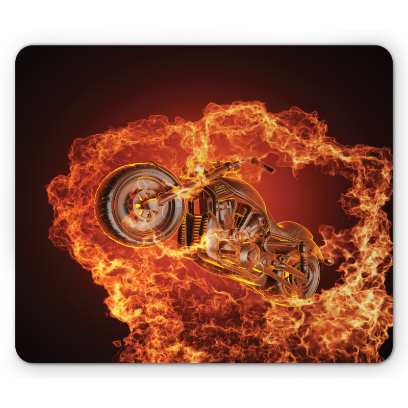 Motorbike in Fire Mouse Pad