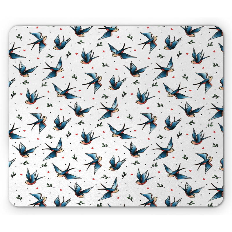 Flying Bird Heart Branch Mouse Pad