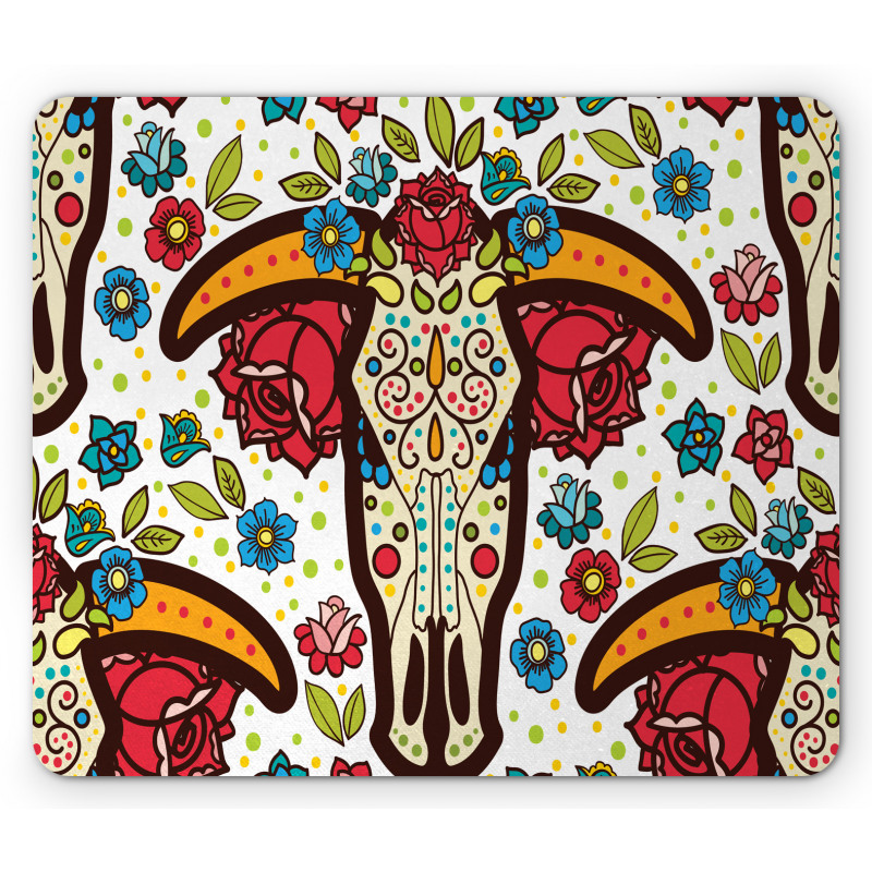 Mexican Folk Animal Skull Mouse Pad