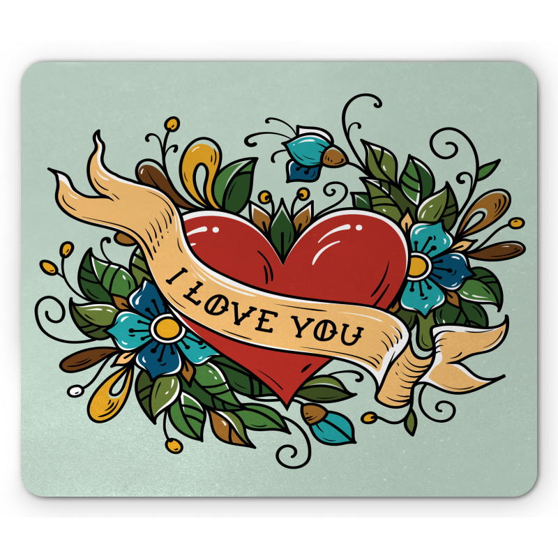 I Love You Ribbon Heart Mouse Pad