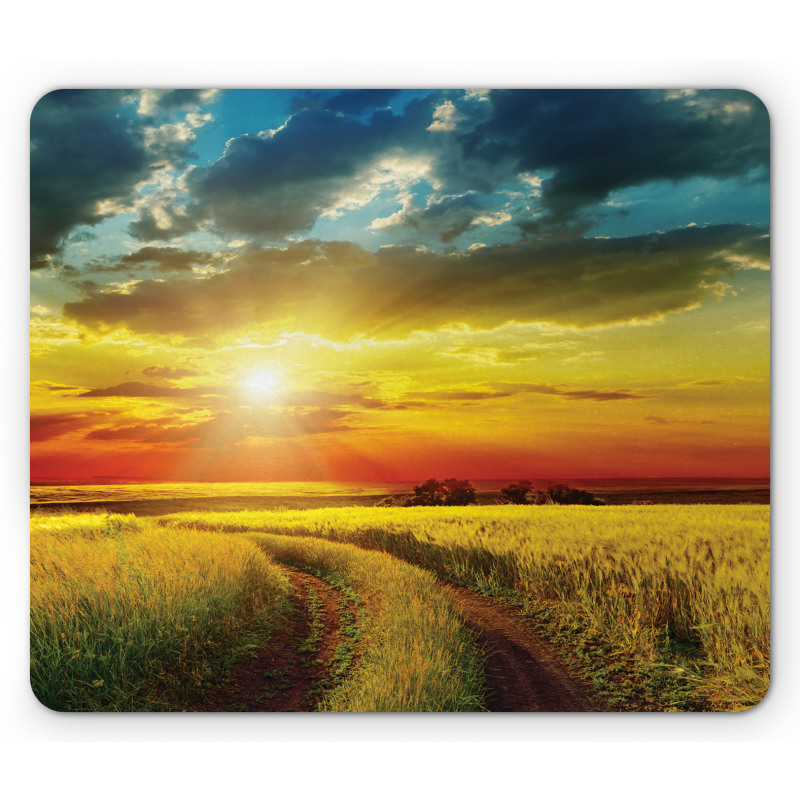 Sunset Over Field Picture Mouse Pad