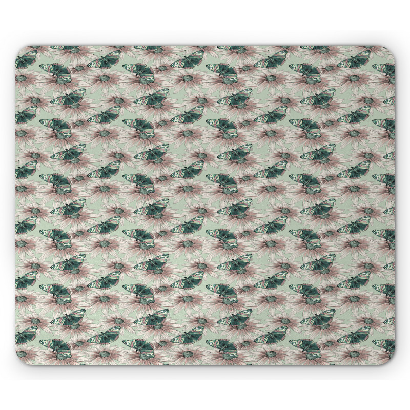 Vintage Flower Butterfly Mouse Pad