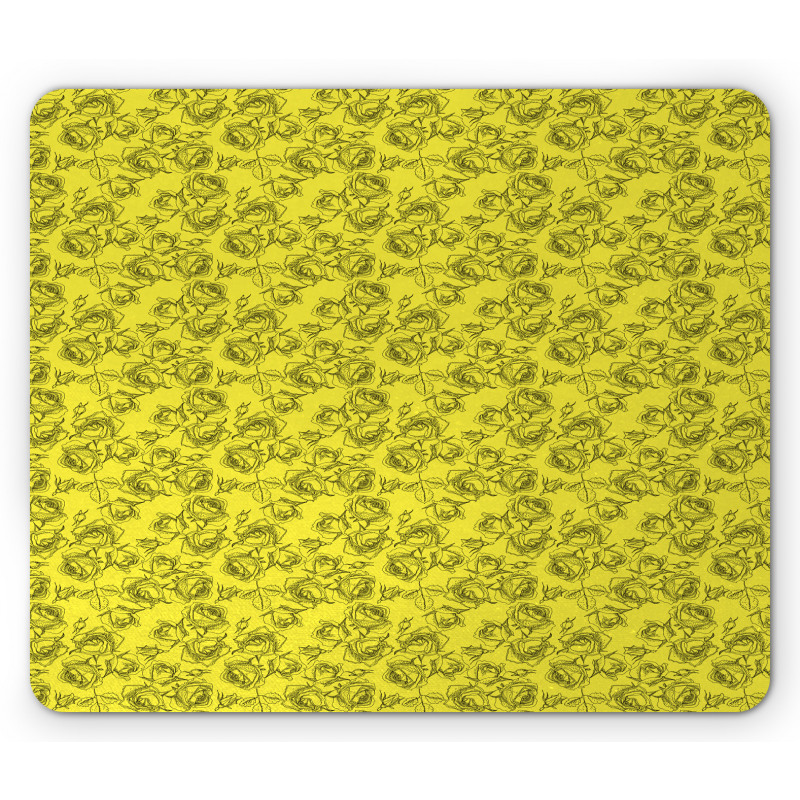 Modernistic Outline Roses Mouse Pad