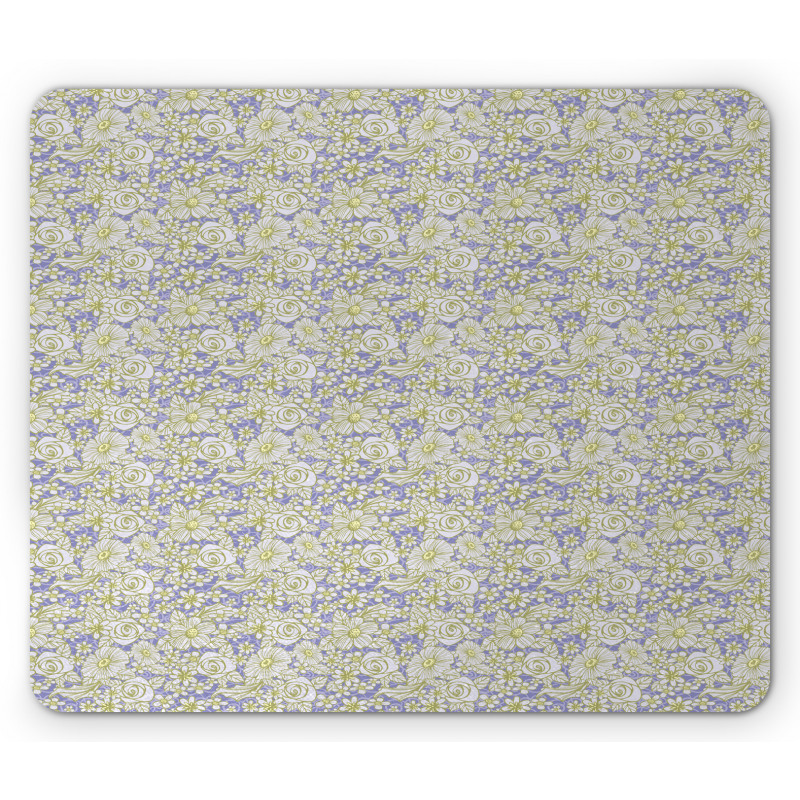 Tangled Lines and Flowers Mouse Pad