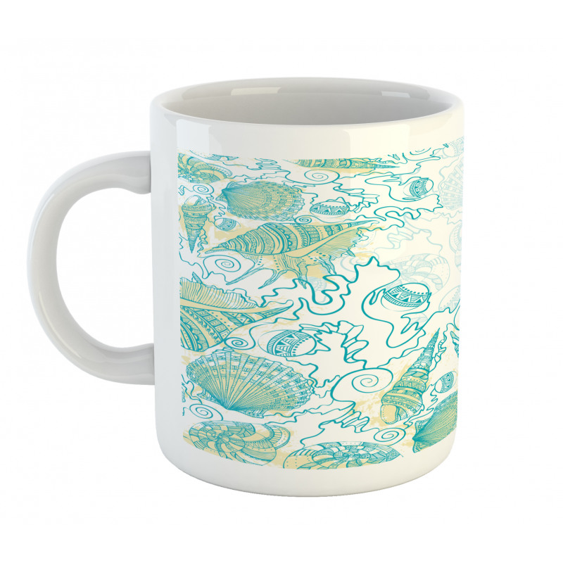 Repetitive Hand Drawn Shell Mug