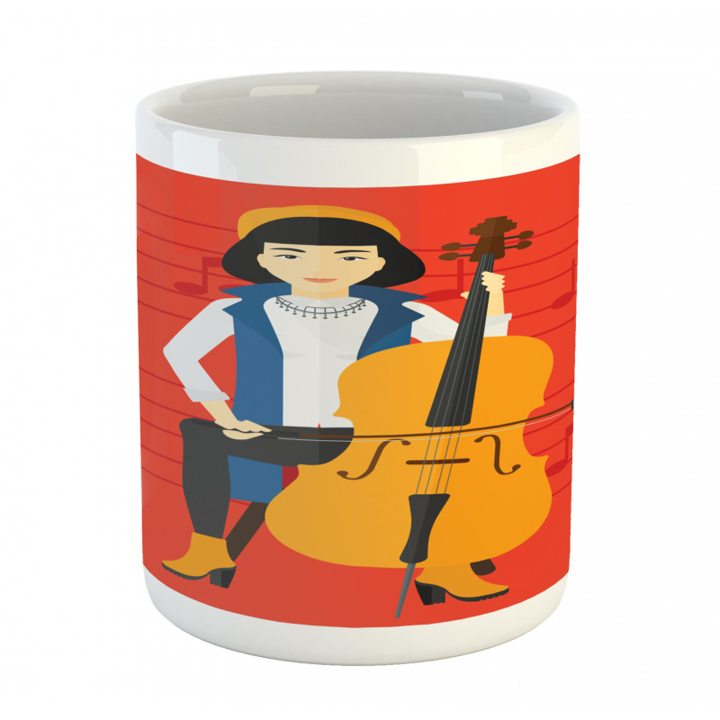 Cartoon Woman Playing Music Mug