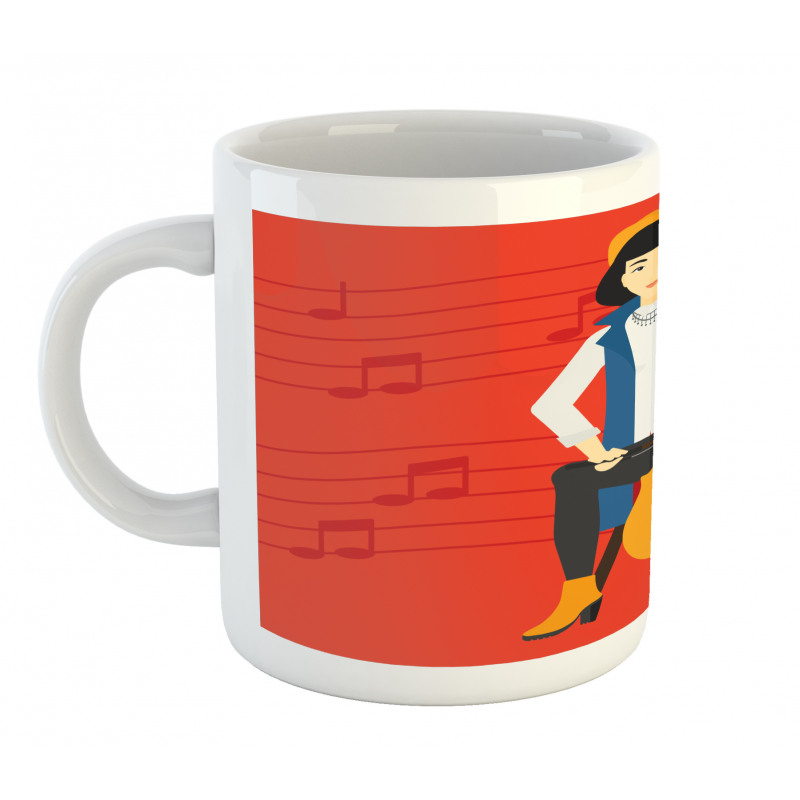 Cartoon Woman Playing Music Mug