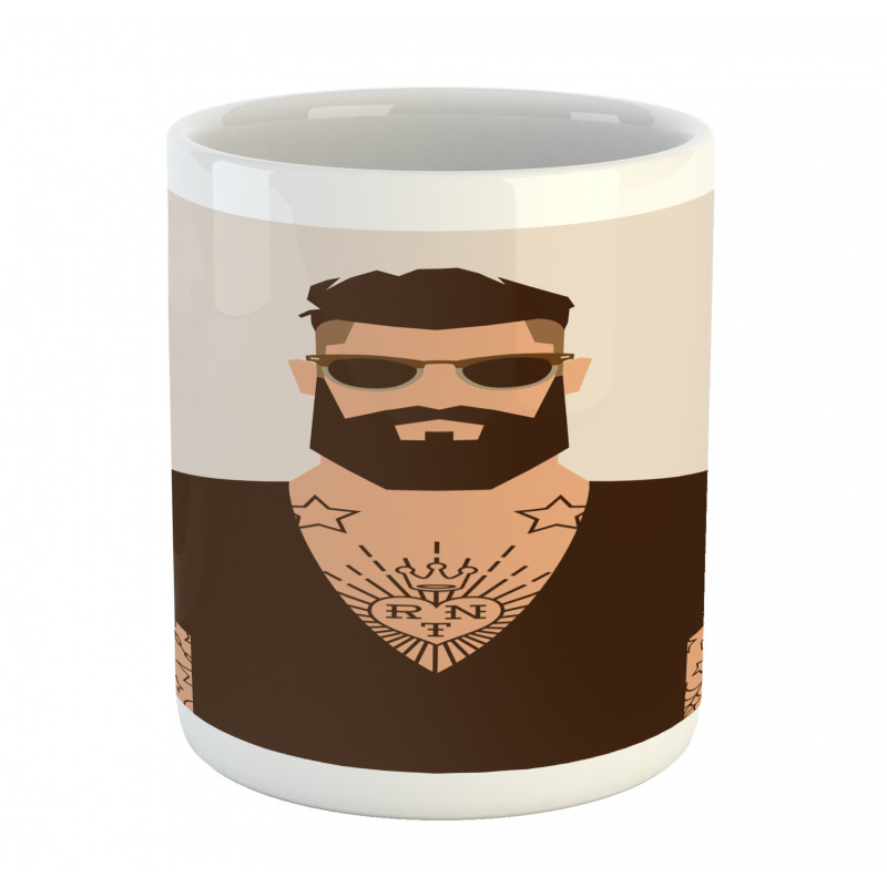 Tattooed Hipster Cartoon Mug