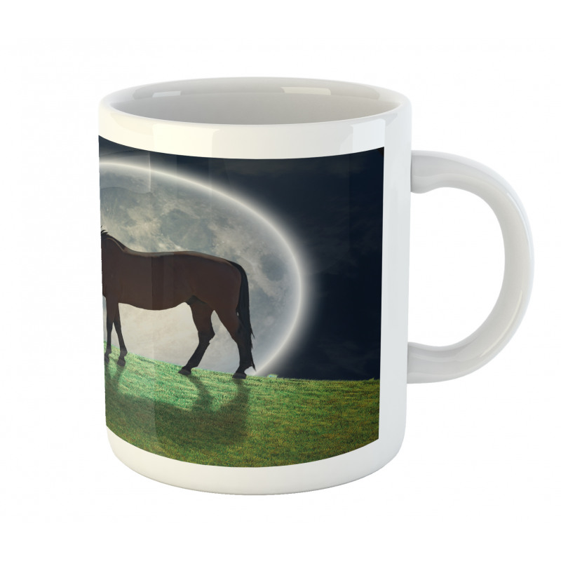 Horse on Hill Full Moon Mug