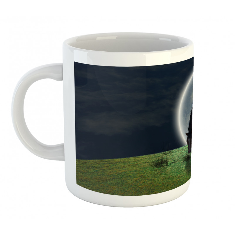 Horse on Hill Full Moon Mug