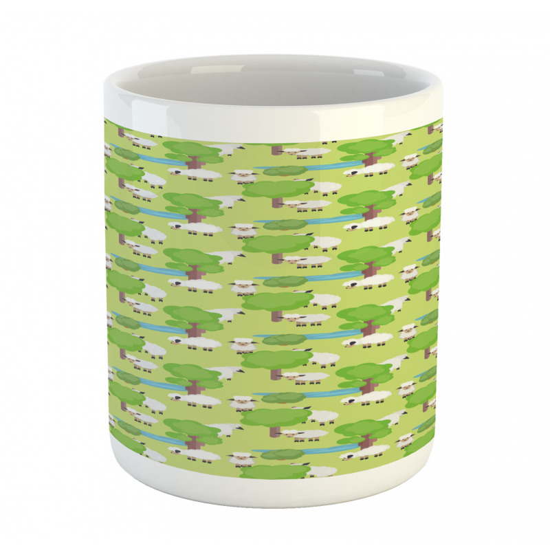 Cartoon Sheep in Forest Mug