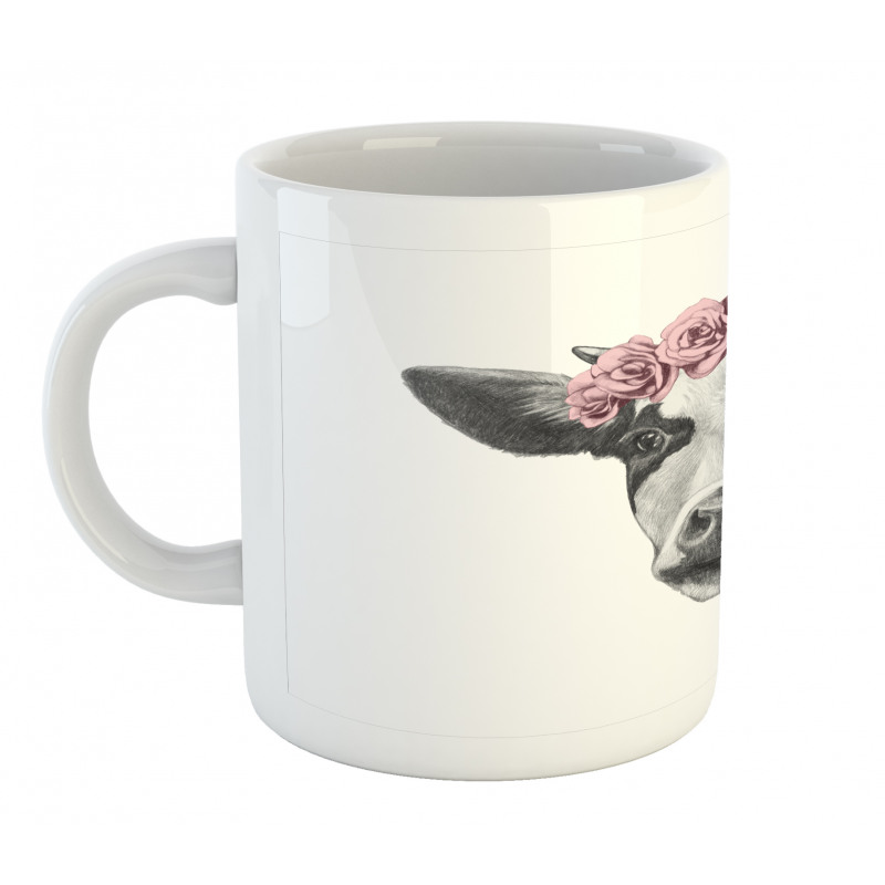 Cow with Roses Wreath Mug