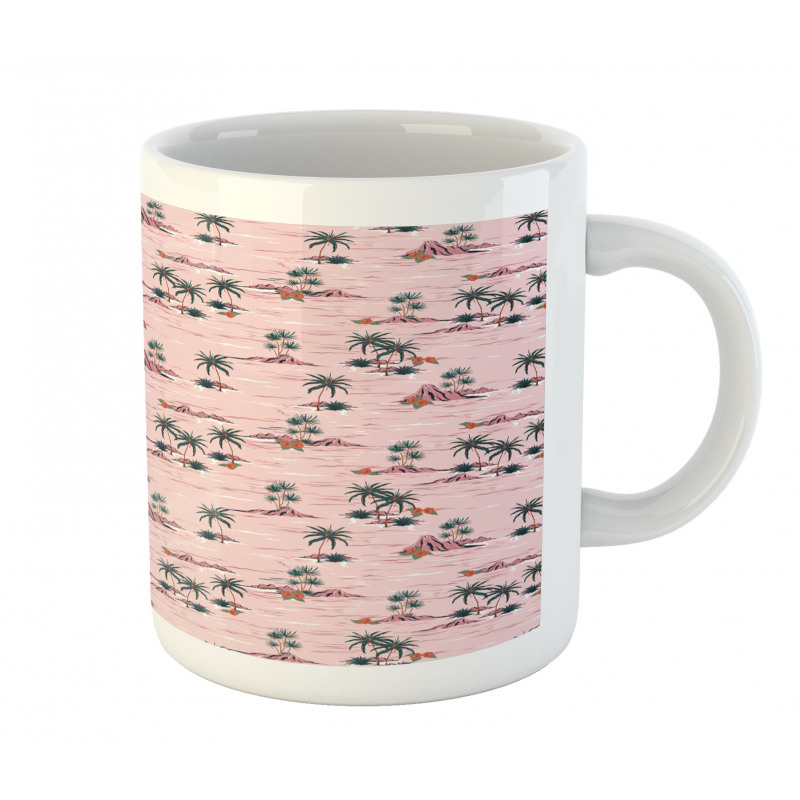 Palm Tree Rocky Beach Waves Mug