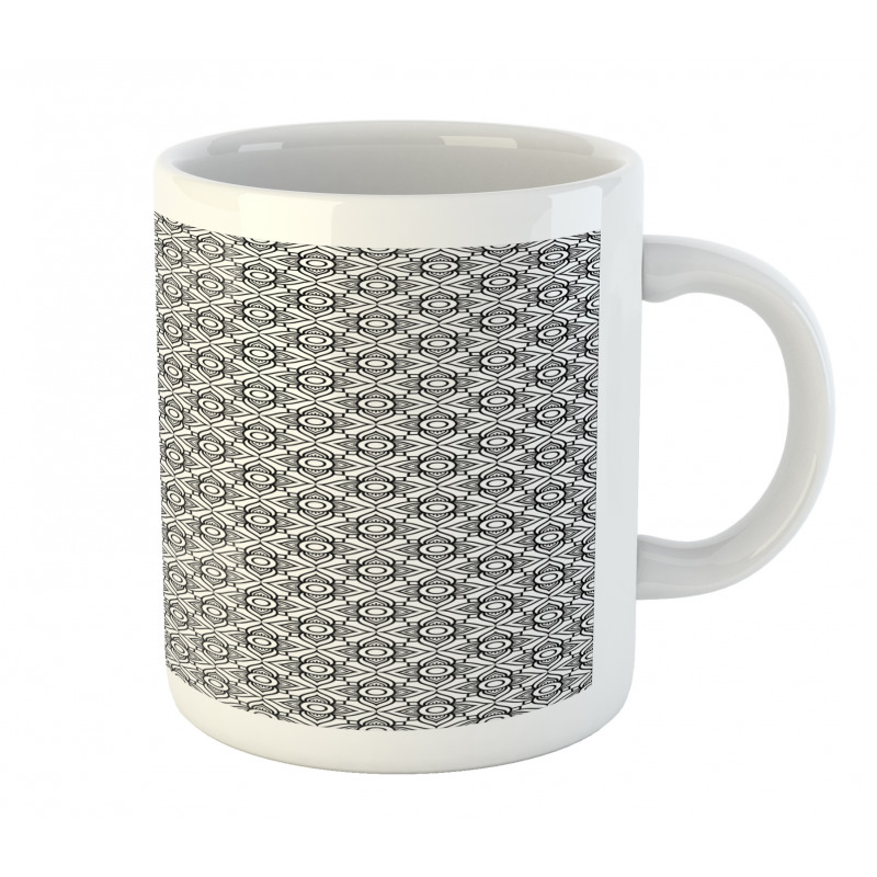 Monochrome Outline Flowers Mug