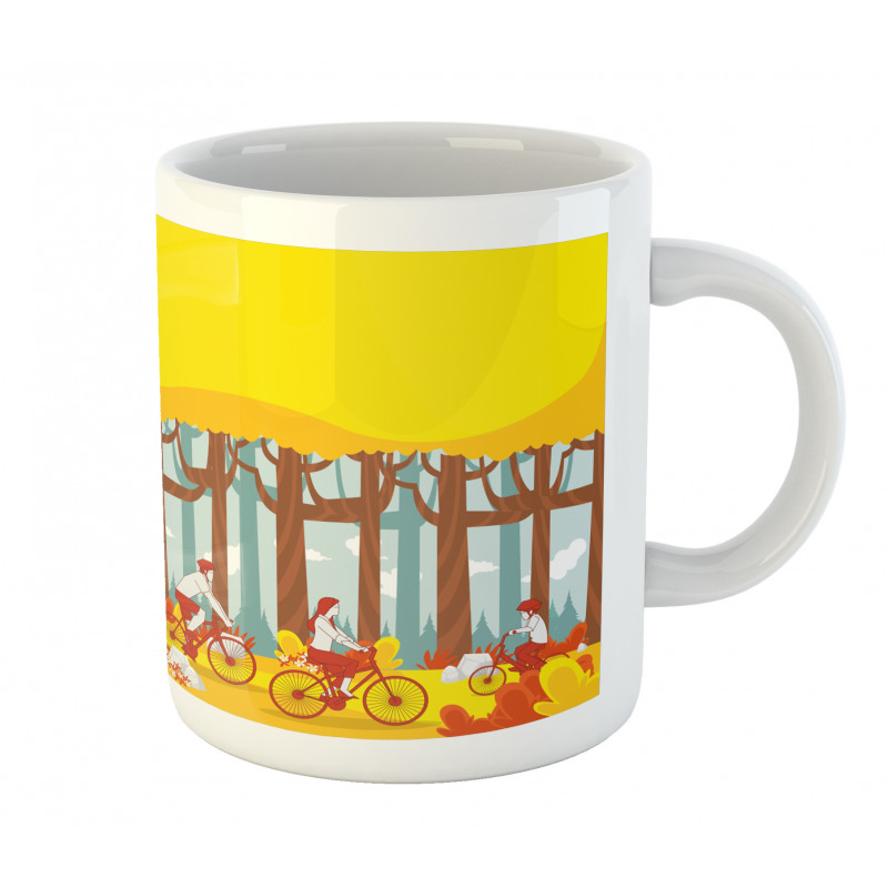 Riding Bicycles in Woodland Mug