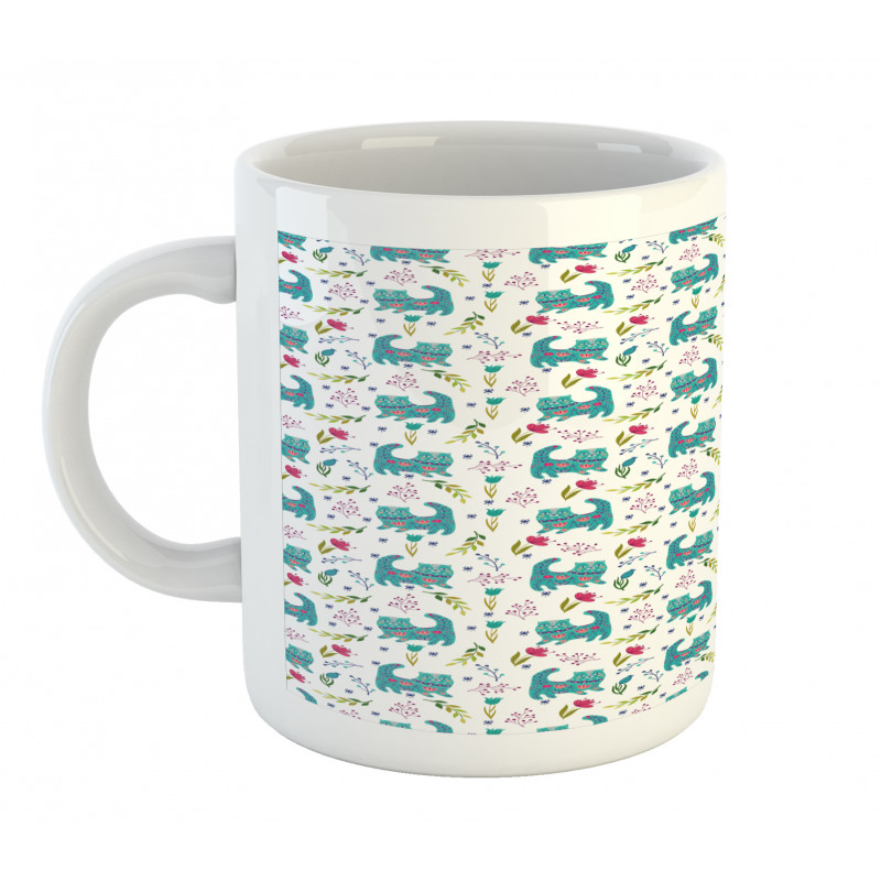 Folkloric Ornate Happy Cat Mug