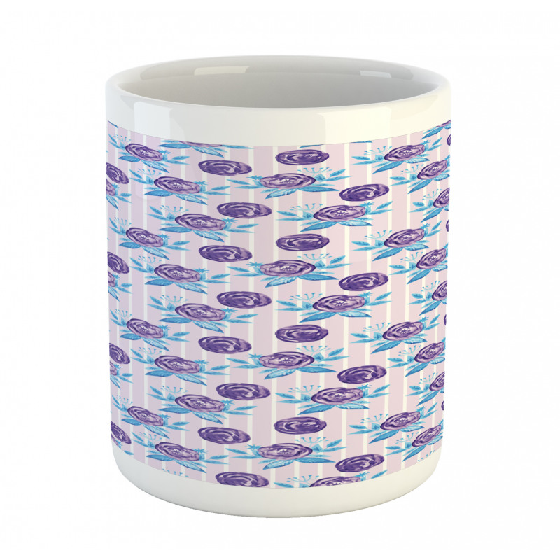 Abstract Roses on Stripes Mug