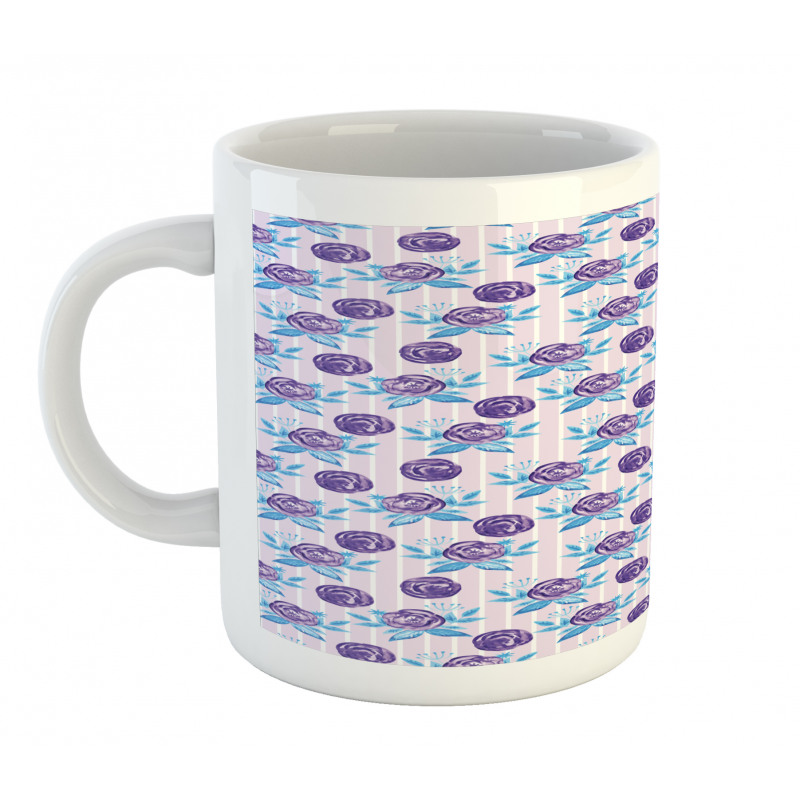 Abstract Roses on Stripes Mug