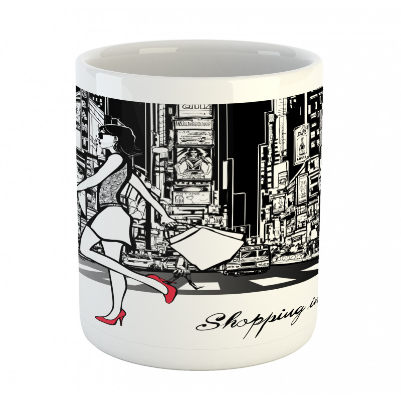 Lady Passing Crowded City Mug