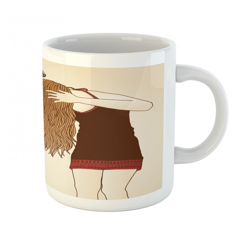 Girl Hair Care Sketch Art Mug