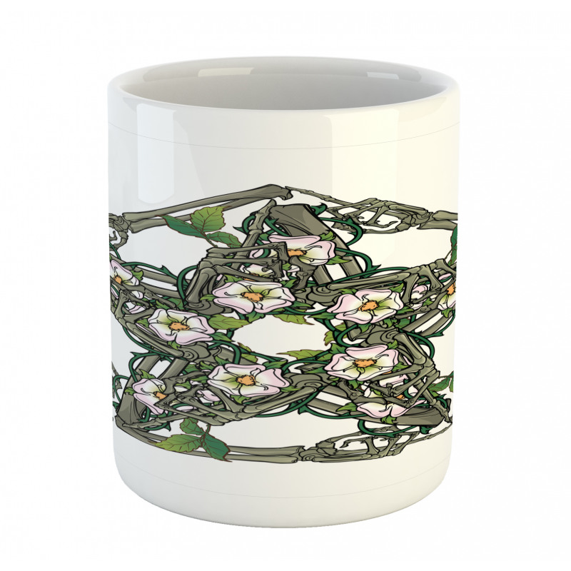 Skeleton Bones and Flowers Mug