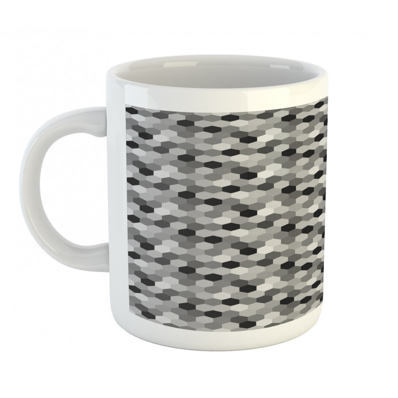 Greyscale Hexagons Grid Mug